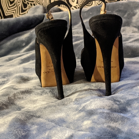 Jimmy Choo black suede peep toe sling back - Picture 7 of 8